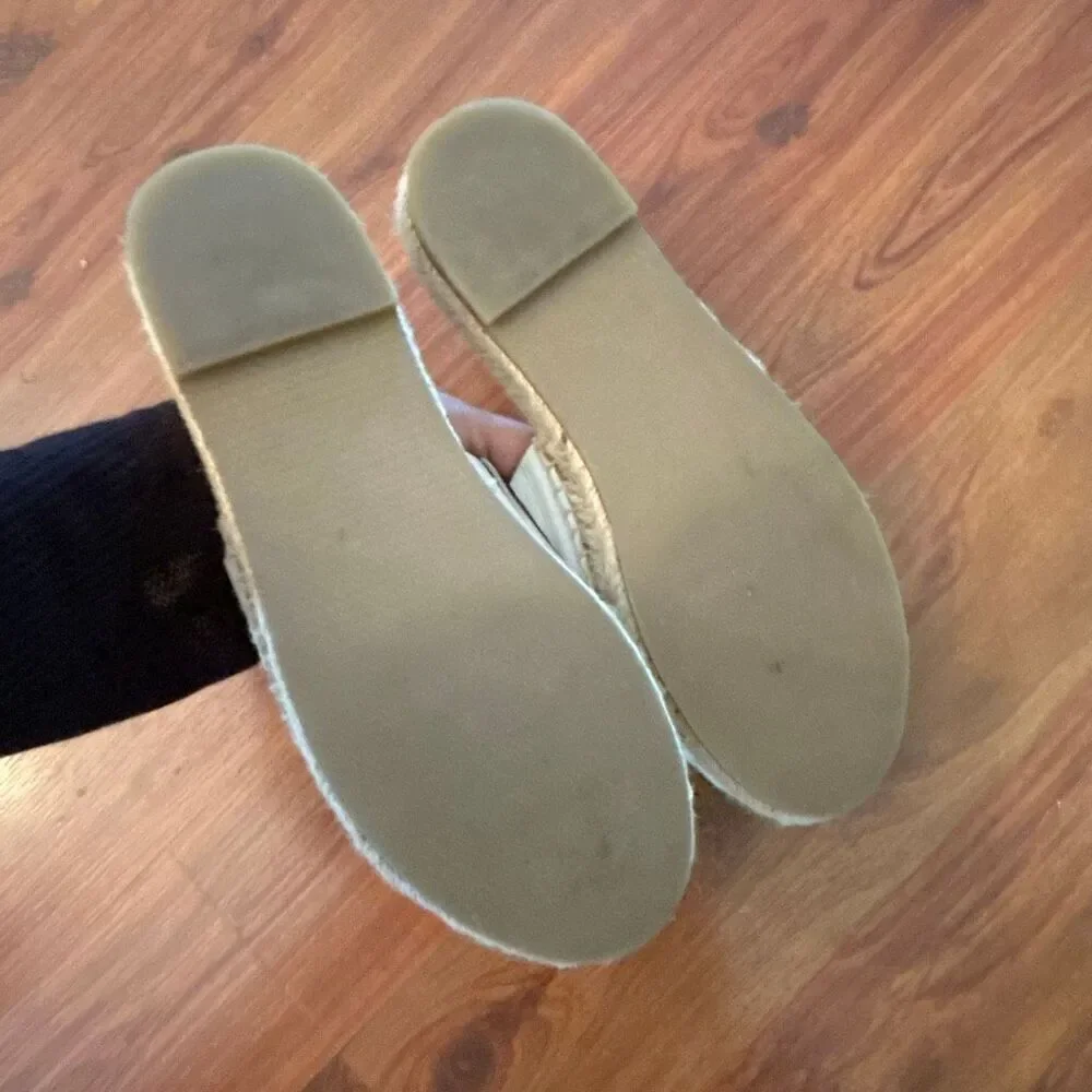 J. McLaughlin Aeries white genuine leather slides with palm print insole espadri